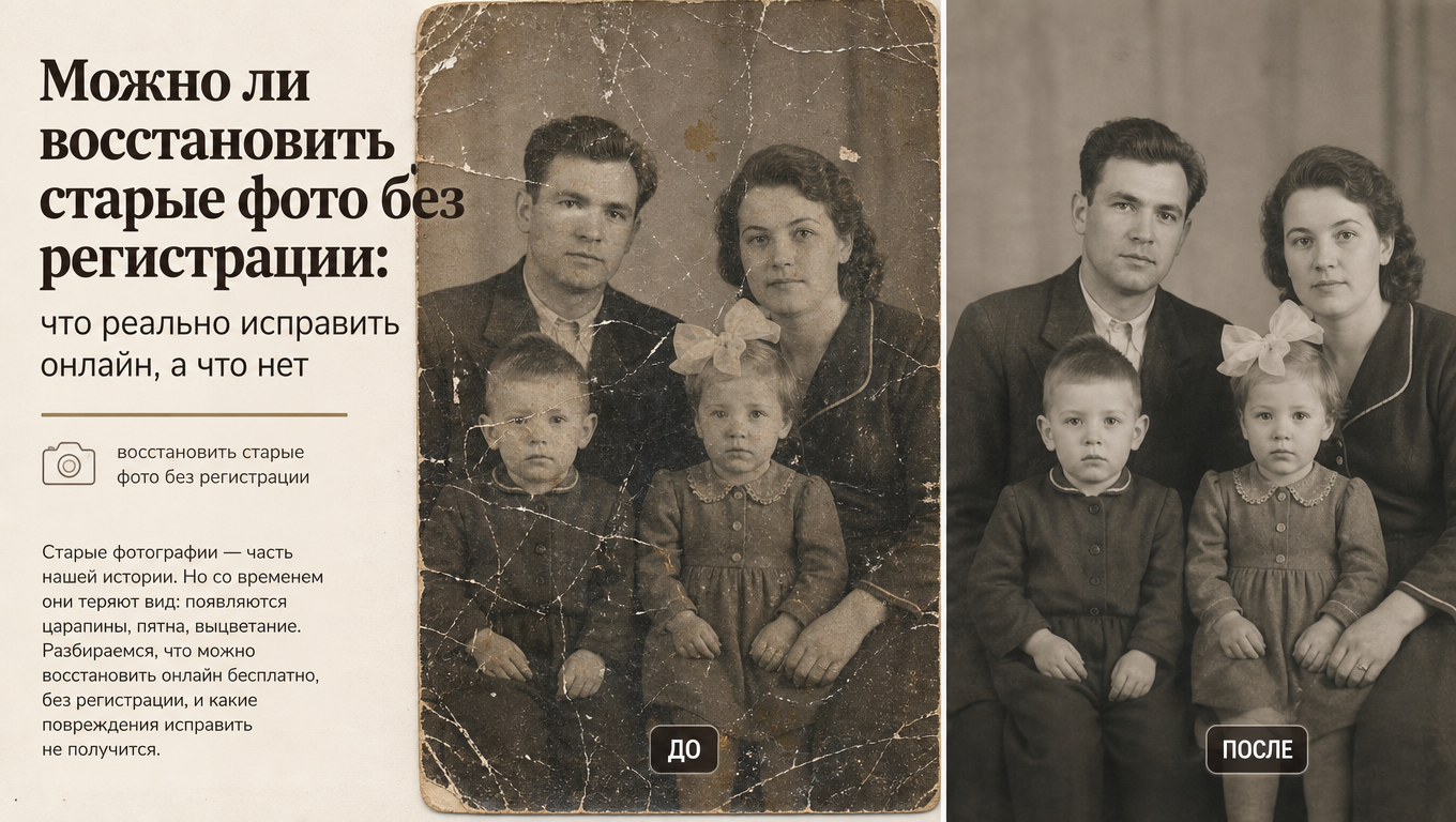 Можно ли восстановить старые фото без регистрации: что реально исправить онлайн, а что нет