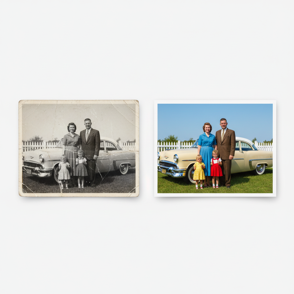 Восстановление старых фотографий онлайн: убрать царапины, пятна и выцветание